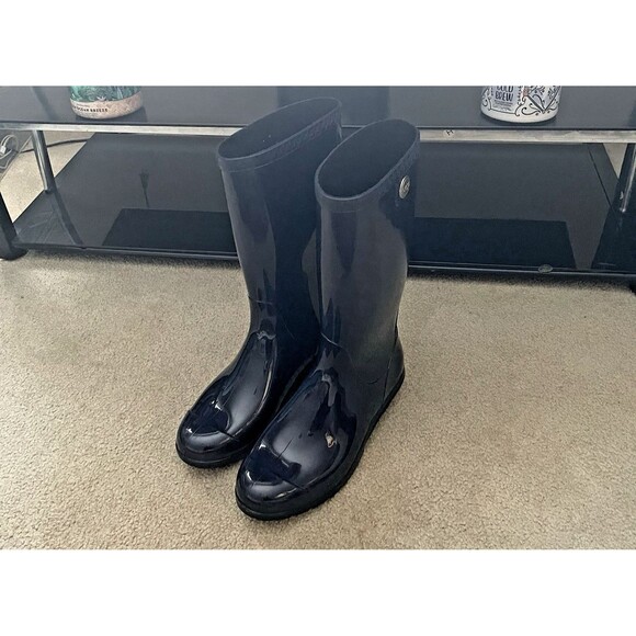 UGG Shaye Waterproof Tall Rain Boots Women’s Size 10 High Gloss Navy 1012350 - Picture 2 of 13